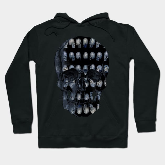 Skull Army Blue (Black Background) Hoodie by Diego-t